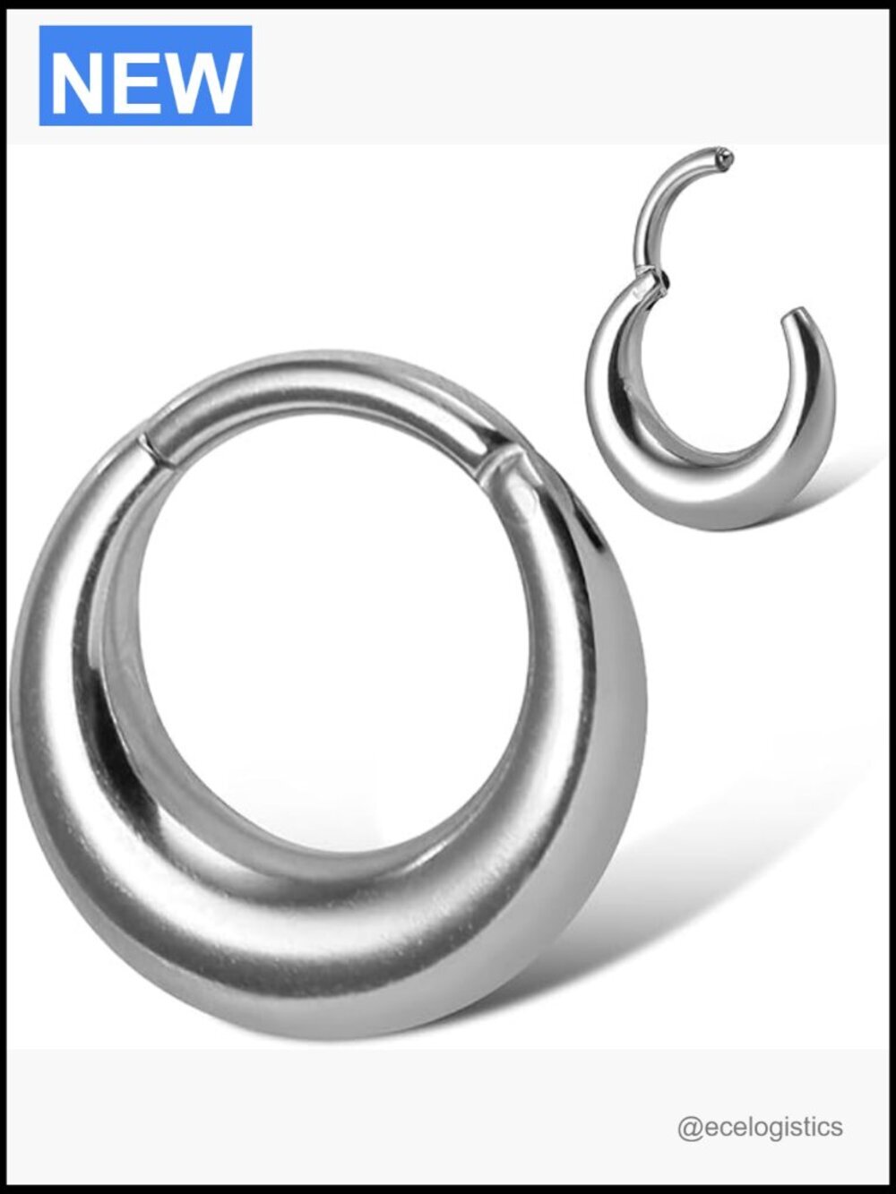 316L Stainless Steel Segment Septum Ring - 16G 8mm Hinged Clicker Hoop for Nose